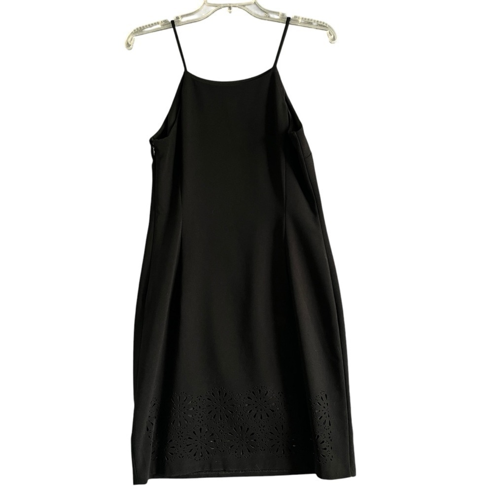 BANANA REPUBLIC Laser Cut Hem Career Sheath Dress Black Size 4 FLAW